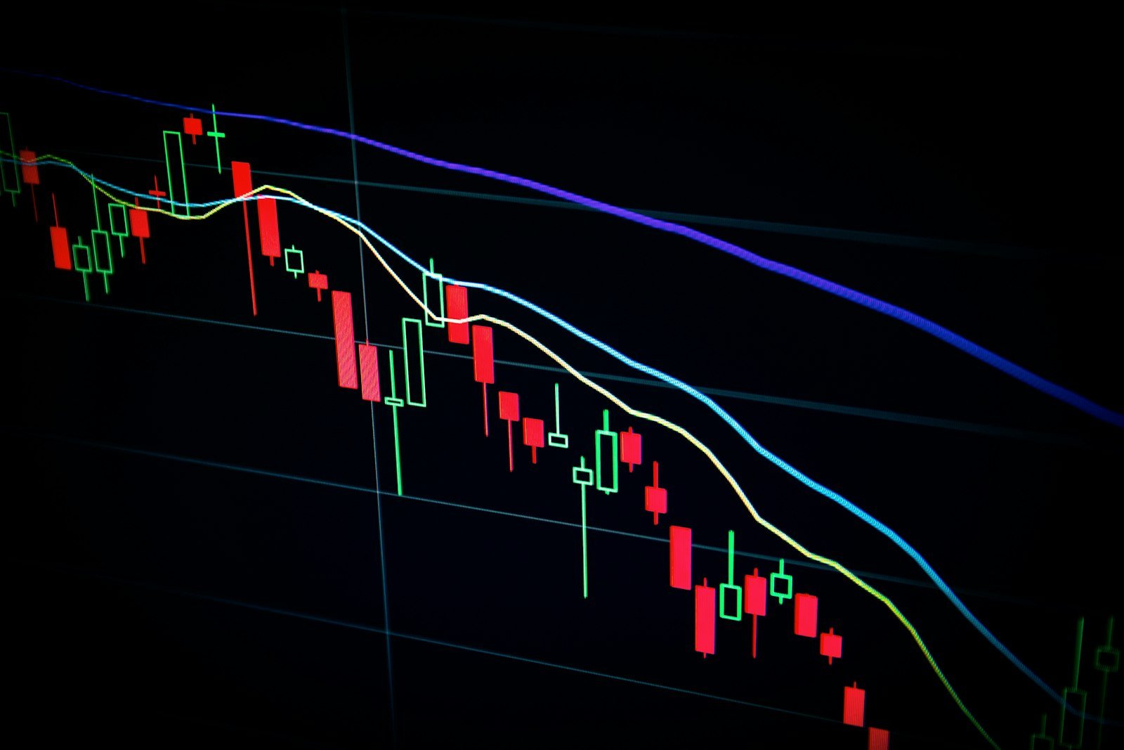 Schermi di borsa con grafici e quotazioni — mercati finanziari